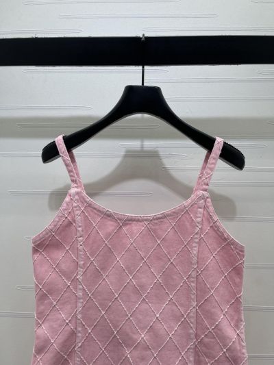 Chanel Plaid Denim Dress in Pink