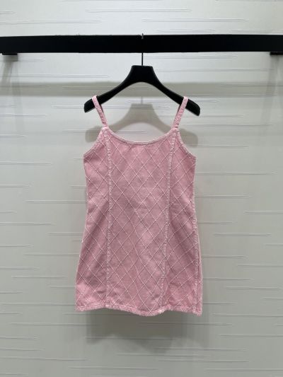 Chanel Plaid Denim Dress in Pink