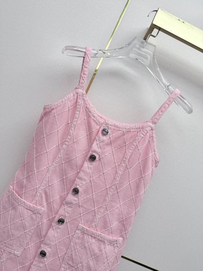 Chanel Plaid Denim Dress in Pink