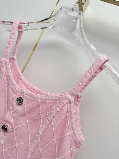 Chanel Plaid Denim Dress in Pink