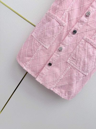 Chanel Plaid Denim Dress in Pink