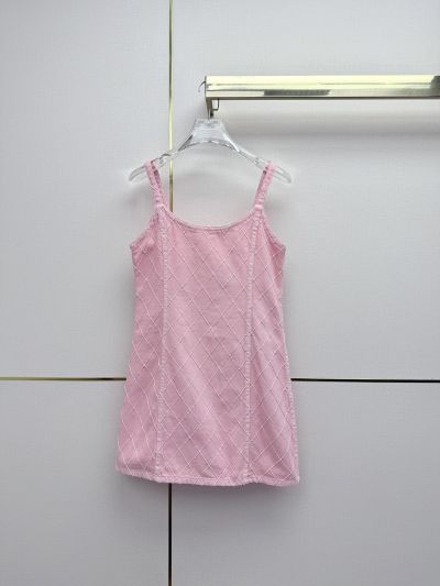 Chanel Plaid Denim Dress in Pink