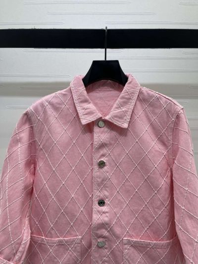 Chanel Plaid Denim Shirt in Pink