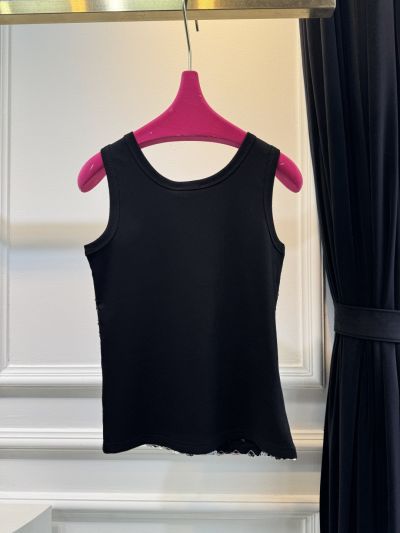 Chanel Plaid Sequin Top in Black