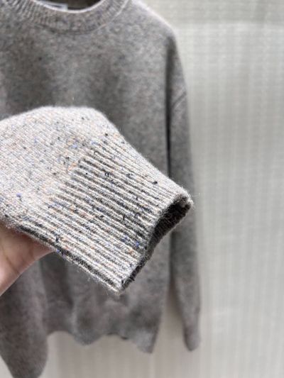 Chanel Ribbed Knit Crew Neck Sweater in Grey