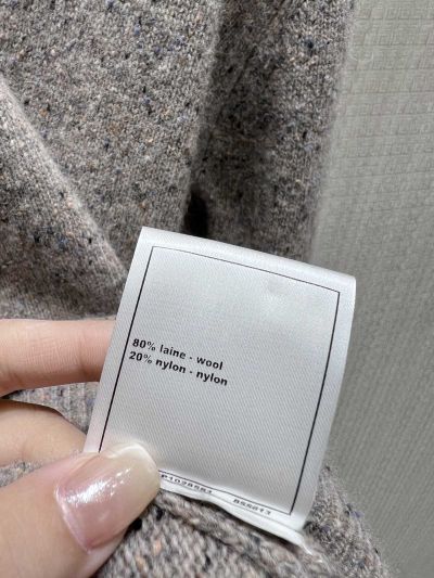 Chanel Ribbed Knit Crew Neck Sweater in Grey