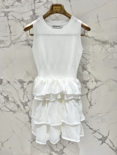 Chanel Ruffled Crochet Dress in White