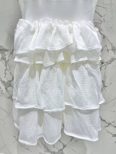 Chanel Ruffled Crochet Dress in White