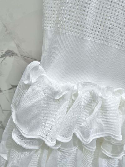 Chanel Ruffled Crochet Dress in White