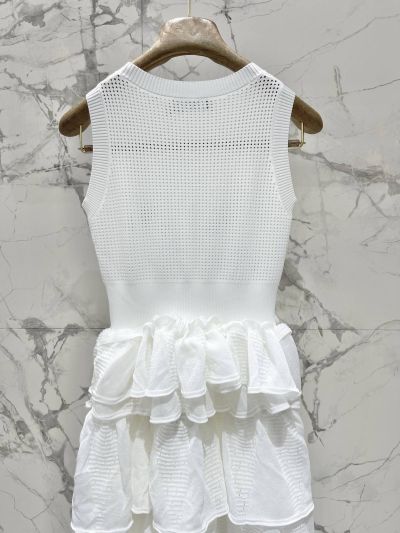 Chanel Ruffled Crochet Dress in White