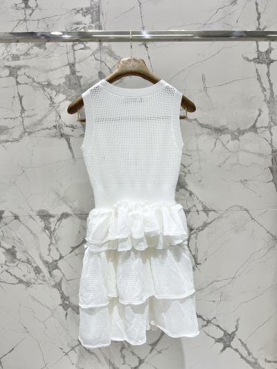 Chanel Ruffled Crochet Dress in White