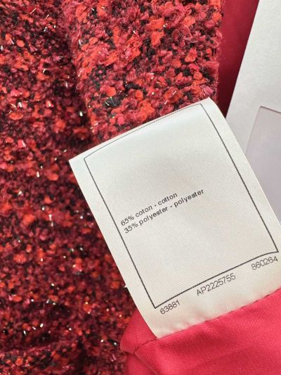 Chanel Sequin Button-Front Coat in Red
