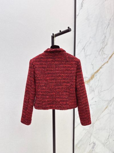 Chanel Sequin Button-Front Coat in Red