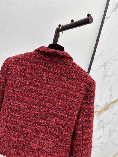 Chanel Sequin Button-Front Coat in Red