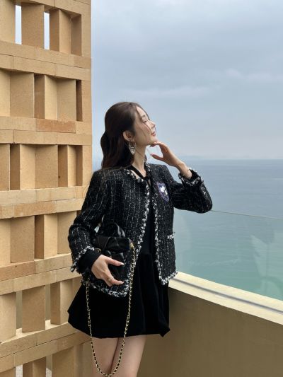 Chanel Sequin Mini Blazer in Black