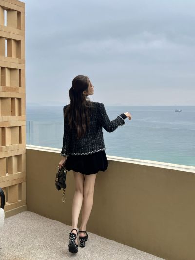 Chanel Sequin Mini Blazer in Black