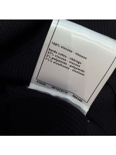 Chanel Short Sleeve Button-Front T-Shirt in Black