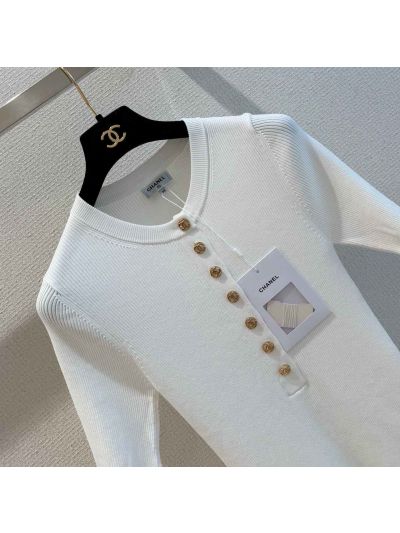 Chanel Short Sleeve Button-Front Top