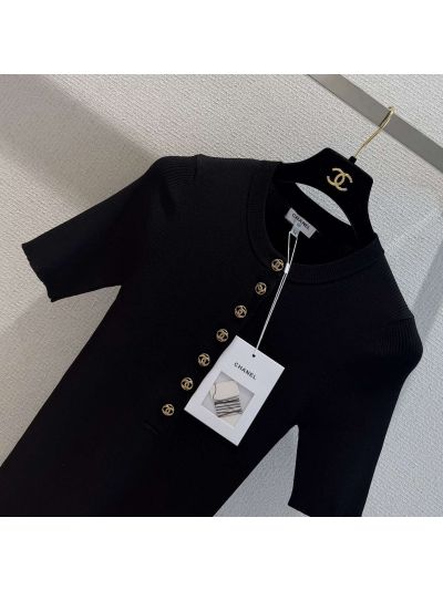 Chanel Short Sleeve Button-Front Top