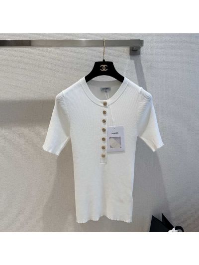 Chanel Short Sleeve Button-Front Top
