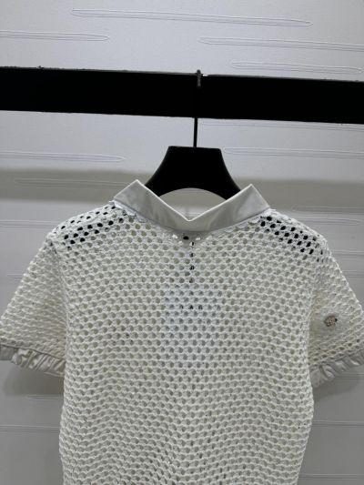 Chanel Short Sleeve Embroidered Blouse in White