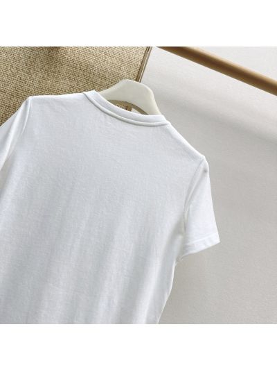 Chanel Short Sleeve Embroidered T-Shirt in White