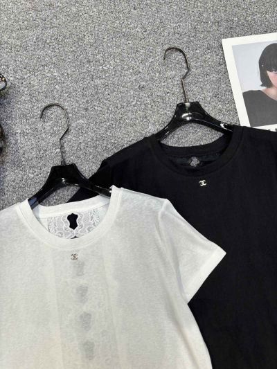 Chanel Short Sleeve Lace Blouse in Black