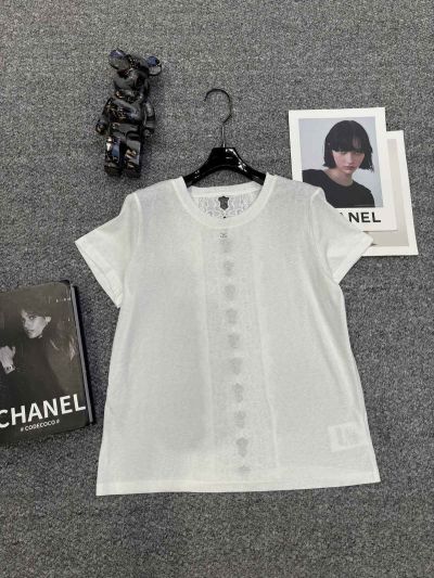 Chanel Short Sleeve Lace Blouse in Black