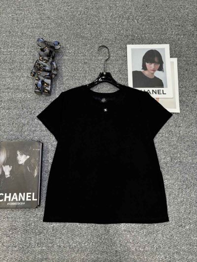 Chanel Short Sleeve Lace Blouse in Black