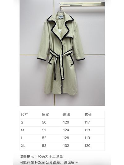Chanel Silk Belted Coat in Beige and Navy