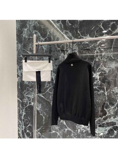 Chanel Silk Long Sleeve Knit Top in Beige