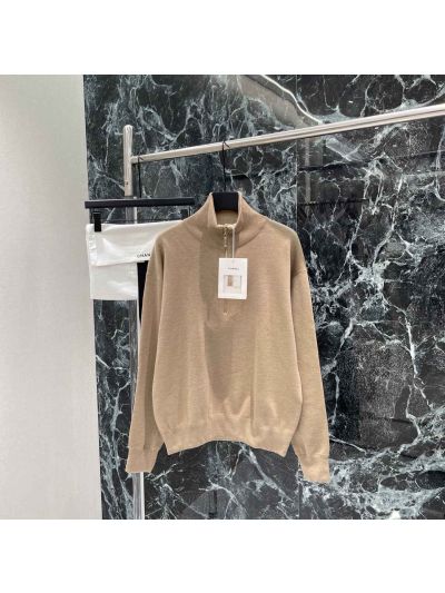 Chanel Silk Long Sleeve Knit Top in Beige