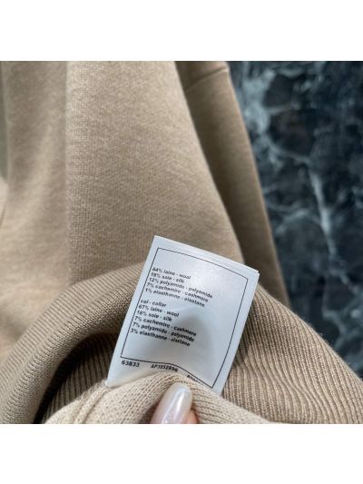 Chanel Silk Long Sleeve Knit Top in Beige