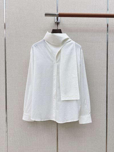 Chanel Silk Long Sleeve Shirt in White