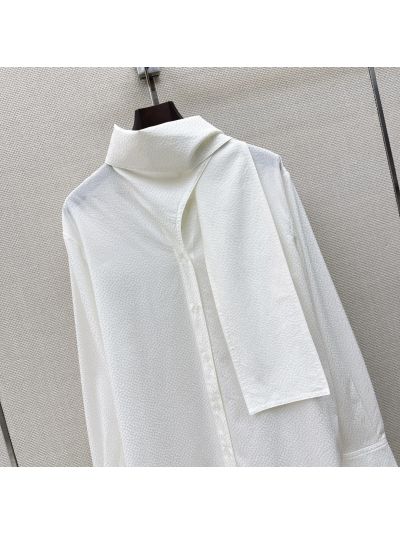 Chanel Silk Long Sleeve Shirt in White