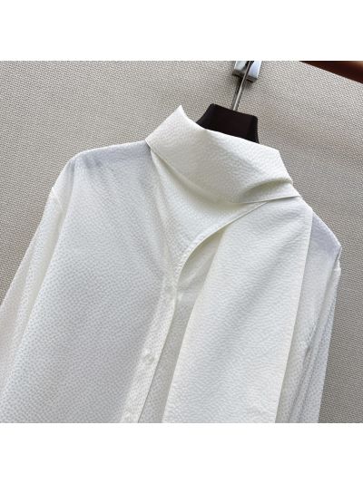 Chanel Silk Long Sleeve Shirt in White