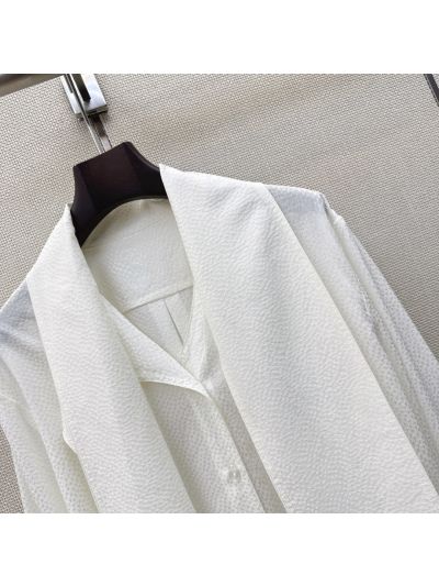 Chanel Silk Long Sleeve Shirt in White