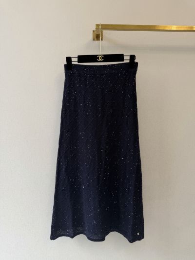 Chanel Silk Quilted Set in Navy