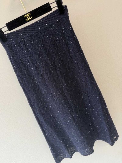 Chanel Silk Quilted Set in Navy