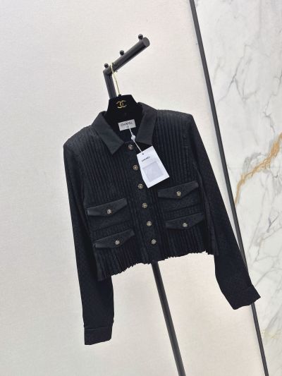 Chanel Silk Quilted Shirt in Black