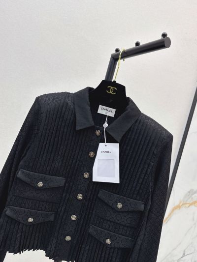 Chanel Silk Quilted Shirt in Black