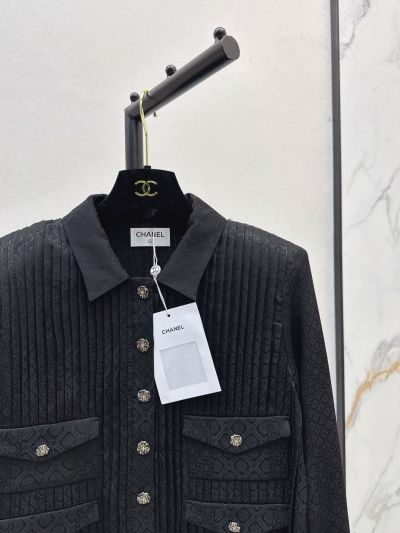 Chanel Silk Quilted Shirt in Black