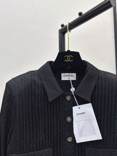 Chanel Silk Quilted Shirt in Black