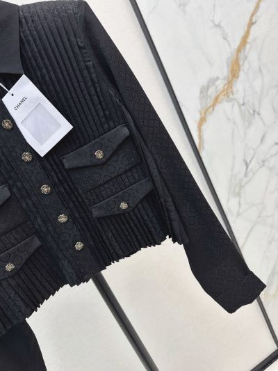 Chanel Silk Quilted Shirt in Black