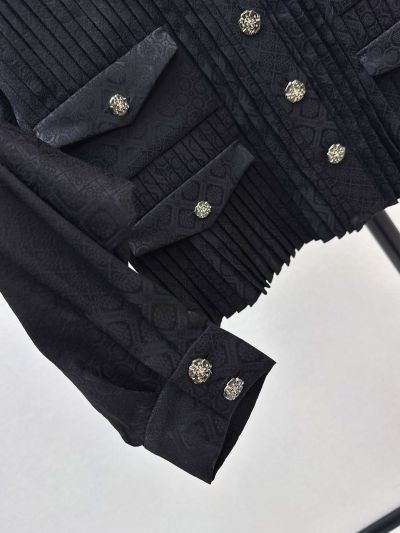 Chanel Silk Quilted Shirt in Black