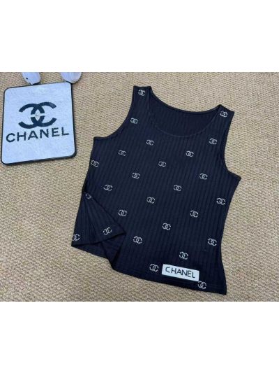 Chanel Sleeveless Crew Neck Top in Navy