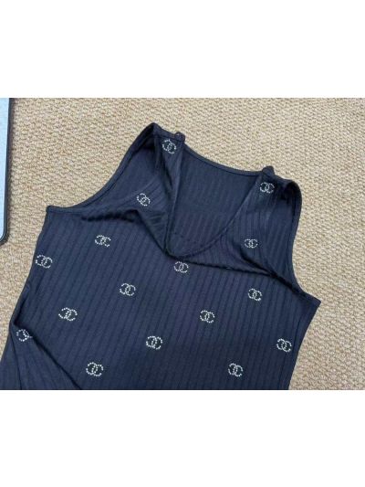 Chanel Sleeveless Crew Neck Top in Navy