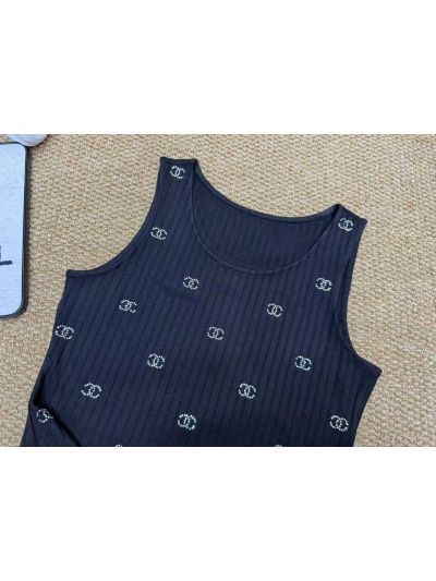 Chanel Sleeveless Crew Neck Top in Navy