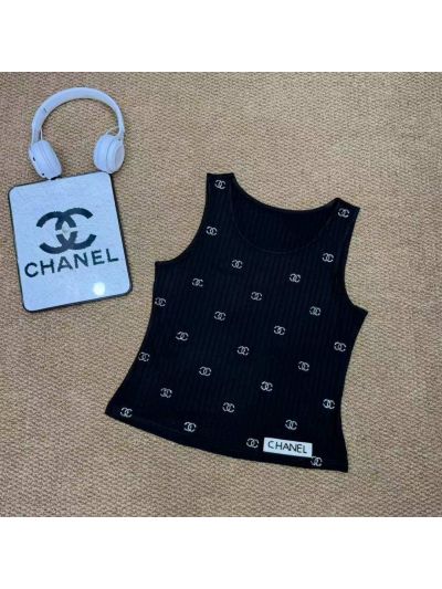 Chanel Sleeveless Crew Neck Top in Navy
