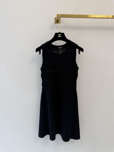 Chanel Sleeveless Embroidered Dress in Black